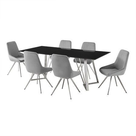 Armen Living Cressida and Skye Gray Fabric 7 Piece Rectangular Dining Set SETCSDI7SKGR